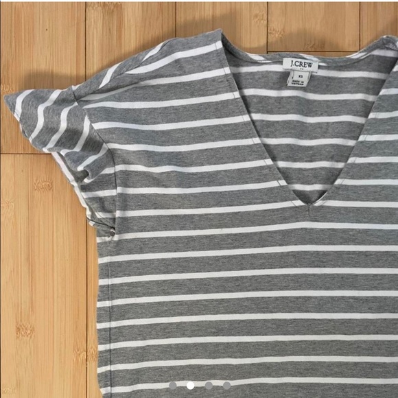 J. Crew gray and white striped top with ruffled sleeves (Size XS) - Picture 3 of 4